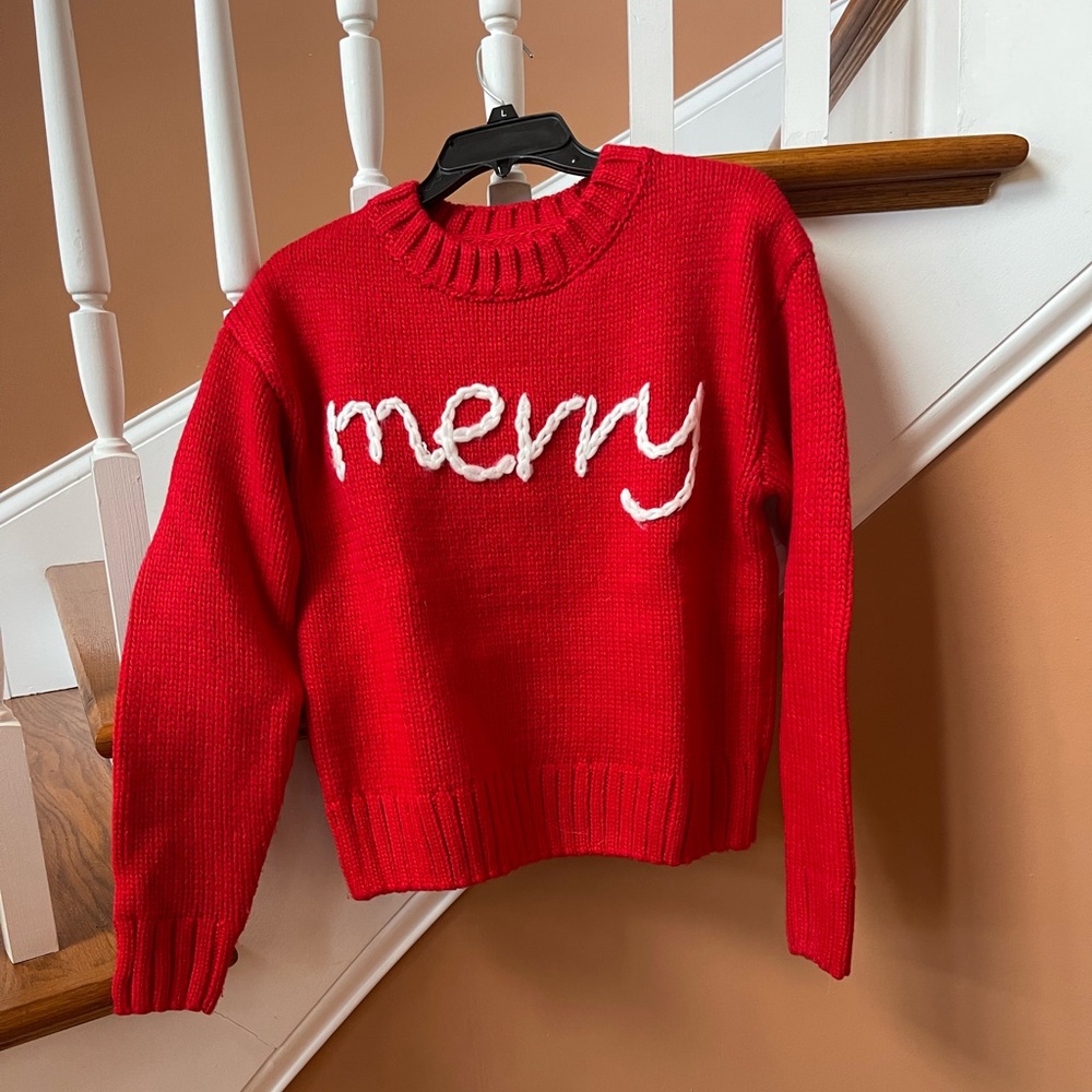 Anthropologie English Factory NWT Sz XS top rated   Merry graphic sweater